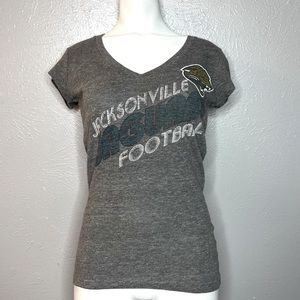 NFL Team Apparel Jacksonville Jaguars Gray Womens V Neck Top. Size Medium